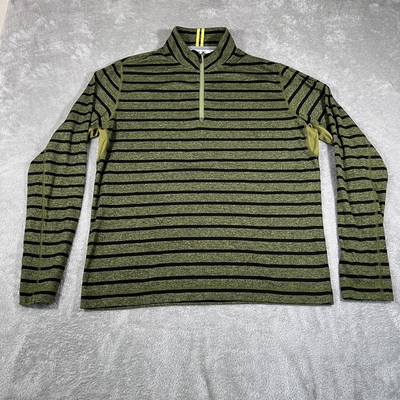 Robert Graham Pullover Mens Large Green Black Striped 1/4 Zip Performance Golf - Picture 2 of 9